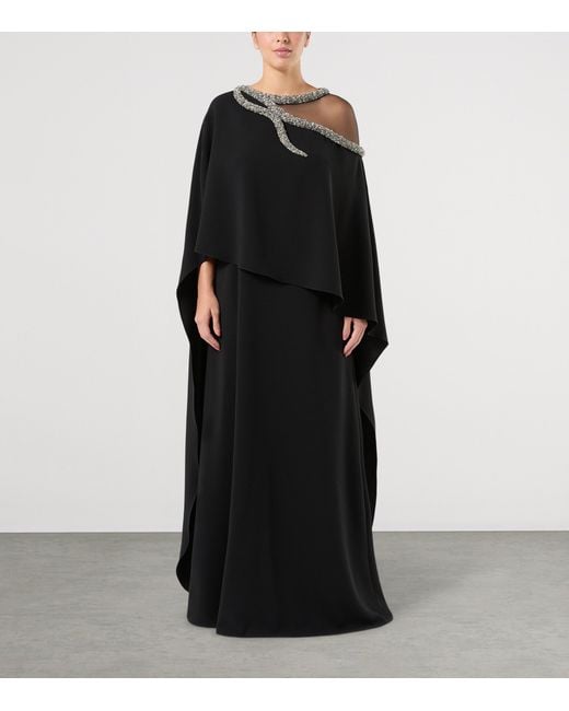 Marina Rinaldi Black X Tony Ward Embellished-Neck Maxi Dress