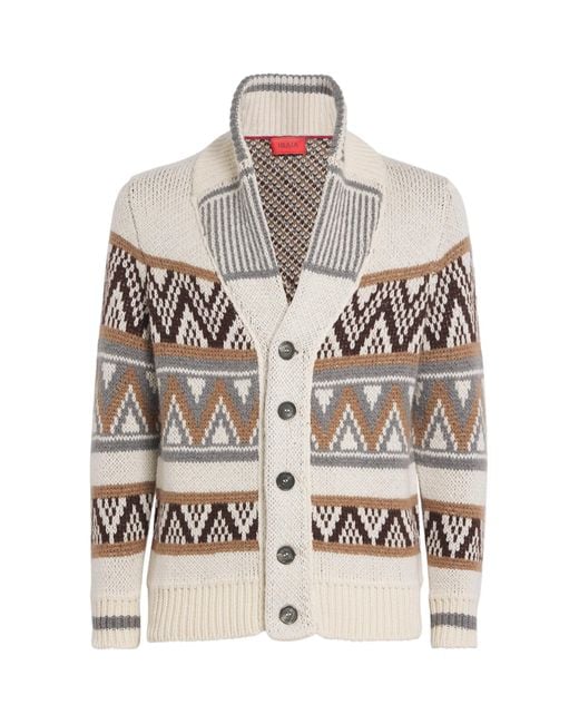 Isaia White Cashmere Cardigan for men