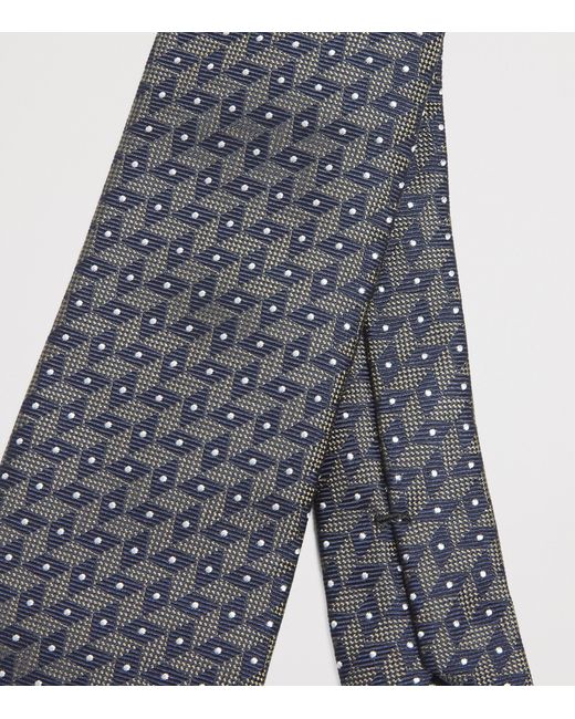 Giorgio Armani Blue Silk Geometric Tie for men