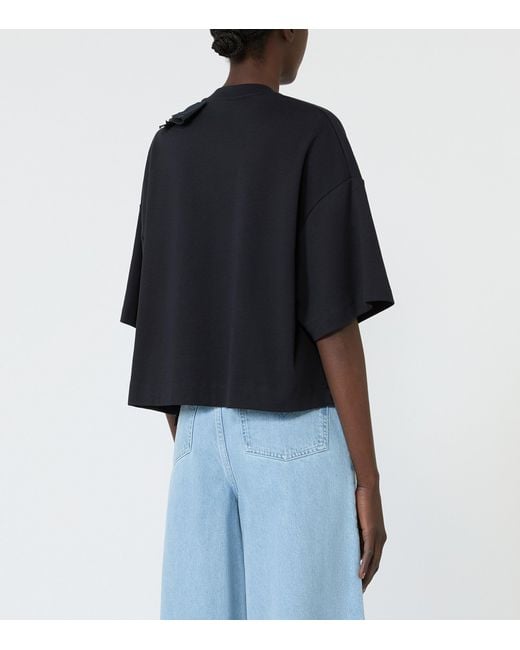 Max Mara Black Cotton Floral Appliqué T-Shirt