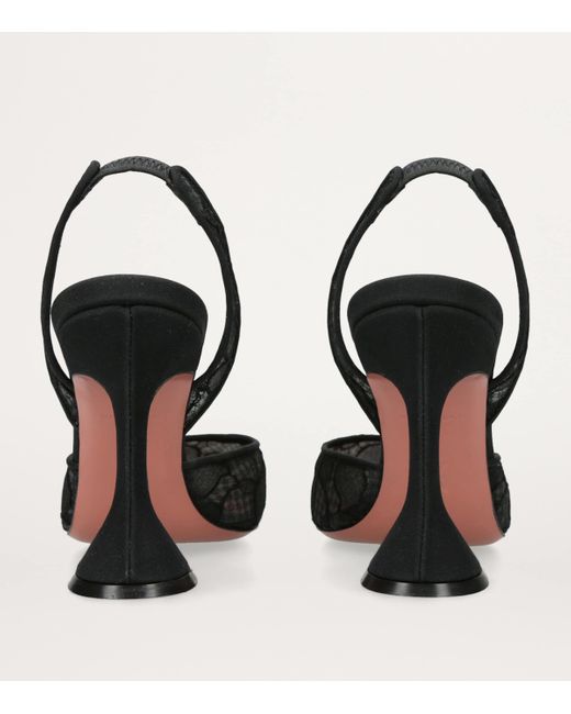 AMINA MUADDI Black Lace Holli Slingback Heels 95