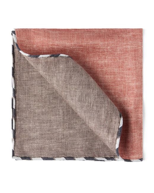 Brunello Cucinelli Brown Silk Pocket Square for men