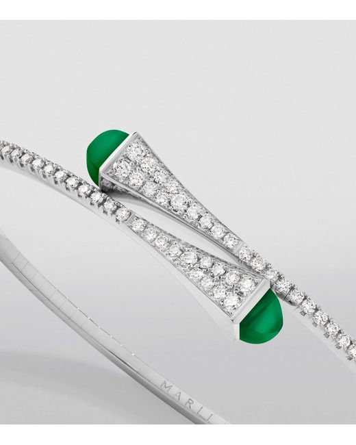 Marli New York Metallic Diamond And Agate Cleo Slip-On Bracelet