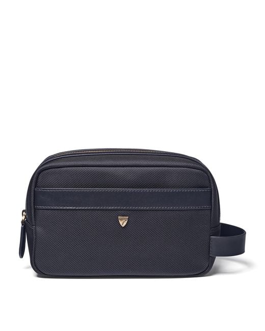 Aspinal Blue Logo-Detail Wash Bag for men