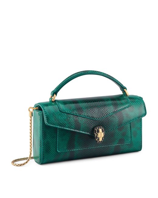 BVLGARI Green Karung Leather Serpenti Forever Phone Case