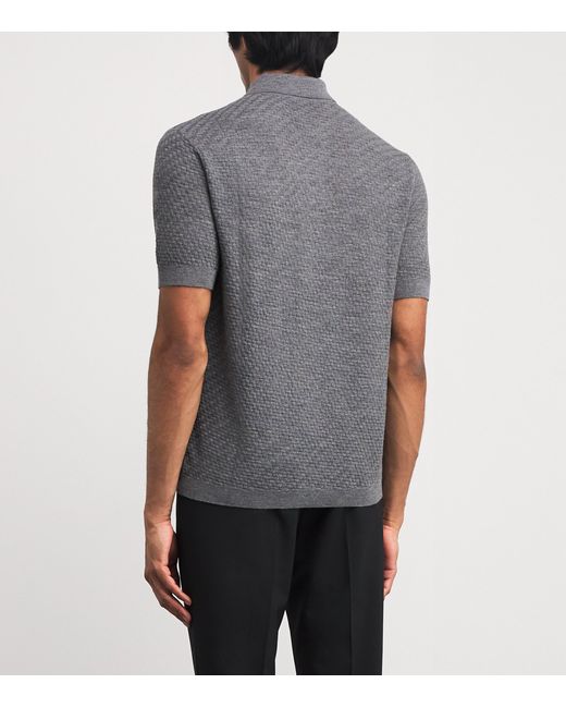 Emporio Armani Gray Virgin Wool Polo Shirt for men