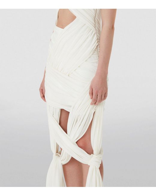 J.W. Anderson White Cotton-blend Midi Wrap Dress