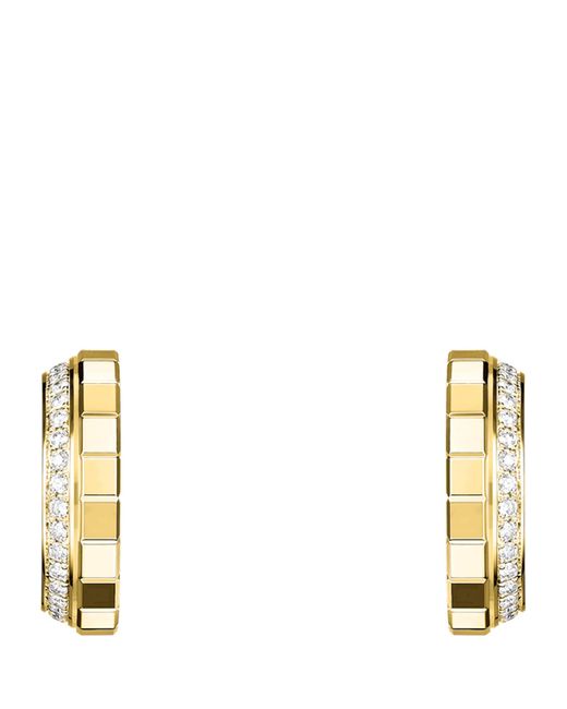 Chopard Metallic Small And Diamond Ice Cube Hoop Earrings