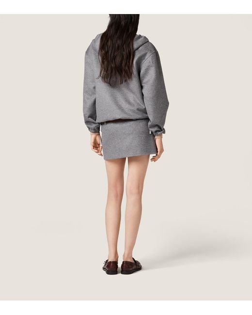 Miu Miu Gray Wool-Cashmere Mini Skirt