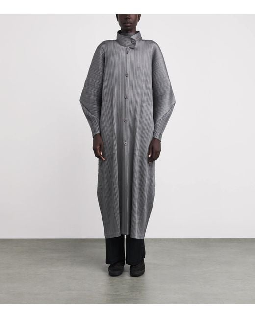 Pleats Please Issey Miyake Skyline A-Line Coat in Gray | Lyst