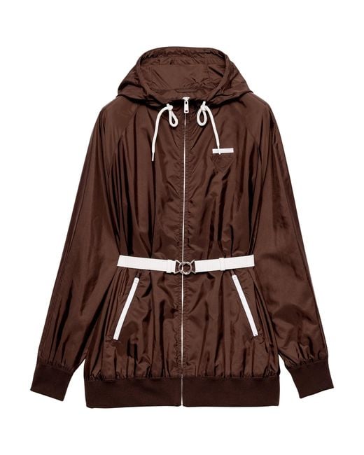 Prada Brown Re-Nylon Belted Raincoat