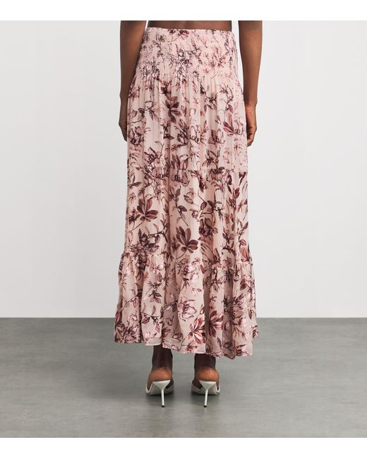 Alice + Olivia Pink Smocked Stevie Maxi Skirt