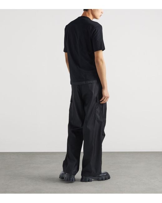 Prada Black Cotton And Re-Nylon Pocket T-Shirt for men