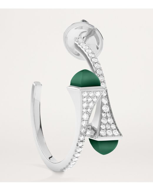 Marli New York White Diamond And Agate Cleo Hoop Earrings