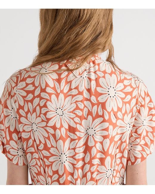 Prada Pink Pongé Printed Pleated Midi Shirt Dress