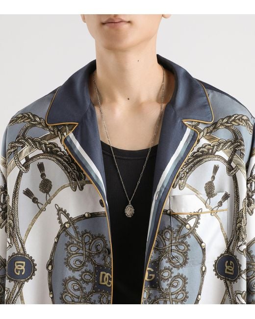 Dolce & Gabbana Gray Silk Cargo Print Shirt for men