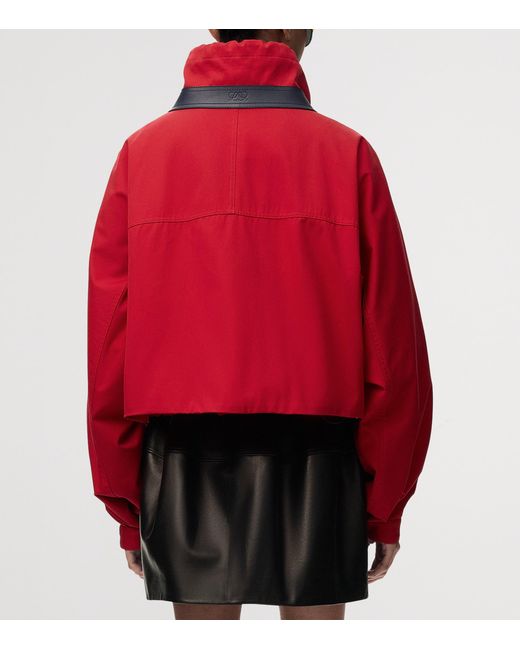 Loewe Red Cotton-Silk Bomber Jacket