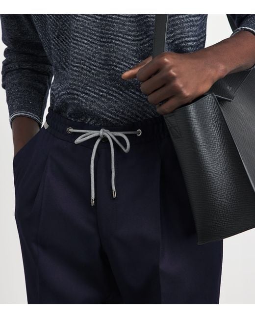 Corneliani Blue Virgin Wool Drawstring Trousers for men