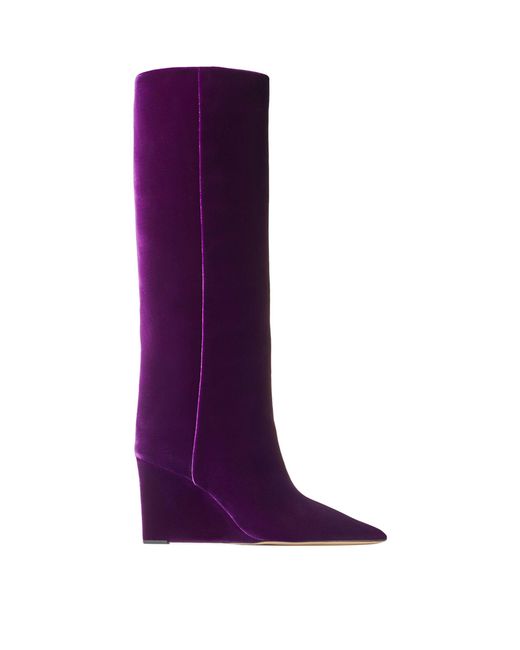 Jimmy Choo Purple Blake 85 Velvet Wedge Boots