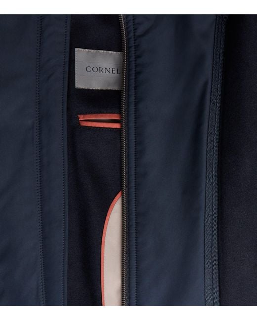 Corneliani Blue Hooded Wool-Blend Blazer for men