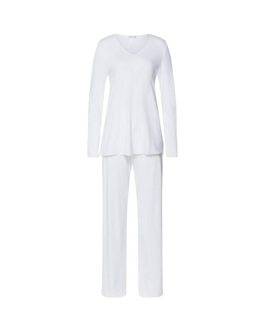Hanro White Cotton Silk Pyjama Set