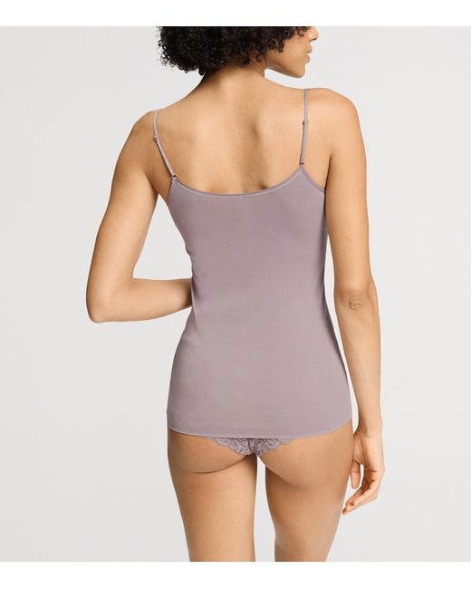 Hanro Purple Cotton Seamless Tank Top