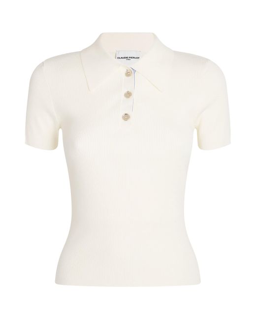 Claudie Pierlot White Knitted Polo Shirt