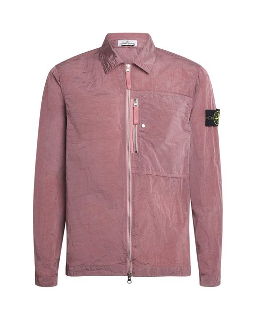 Stone Island Pink Nylon Double-Dyed Overshirt for men