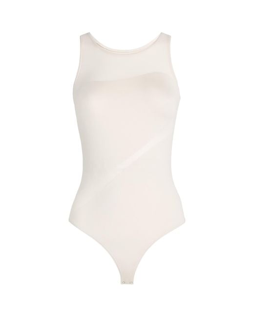 Wolford White Sheer Panel Bodysuit