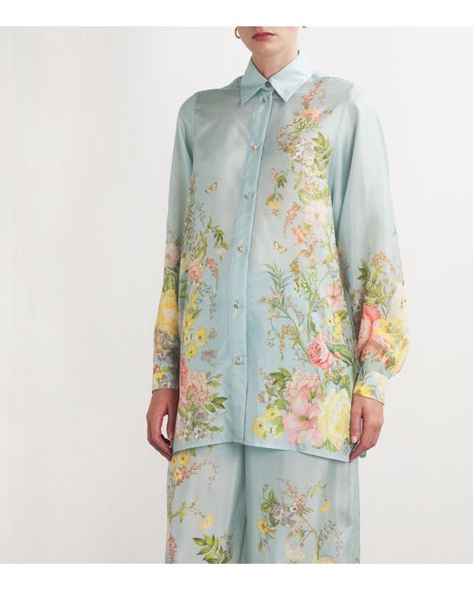 Zimmermann Blue Silk Floral Waverly Shirt
