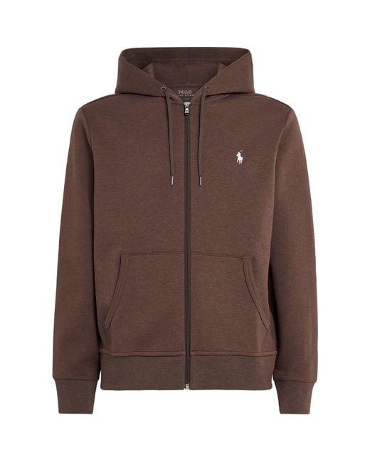 Polo Ralph Lauren Brown Tech Knit Zip-Up Hoodie for men