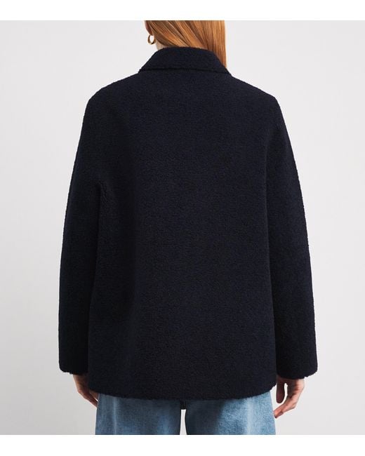 Maje Blue Faux Shearling Reversible Jacket