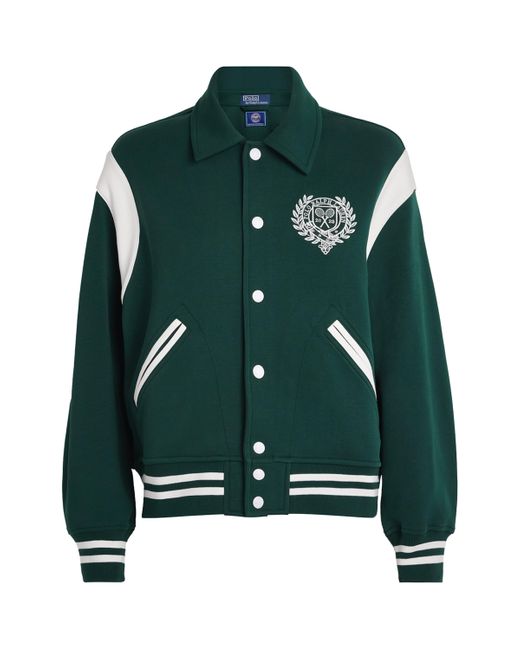Polo Ralph Lauren Green Cotton-Blend Embroidered Bomber Jacket