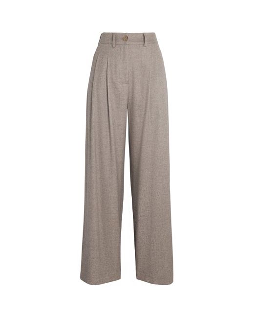 Colombo Gray Kid Cashmere Pleated Wide-Leg Trousers