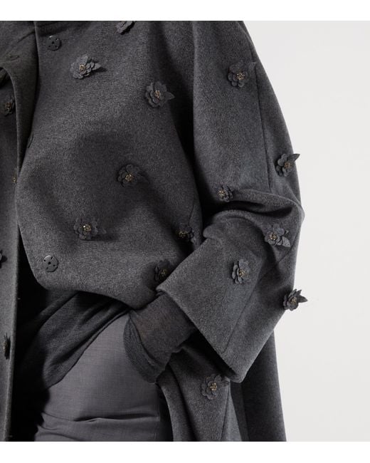 Marina Rinaldi Gray Virgin Wool Embellished Coat