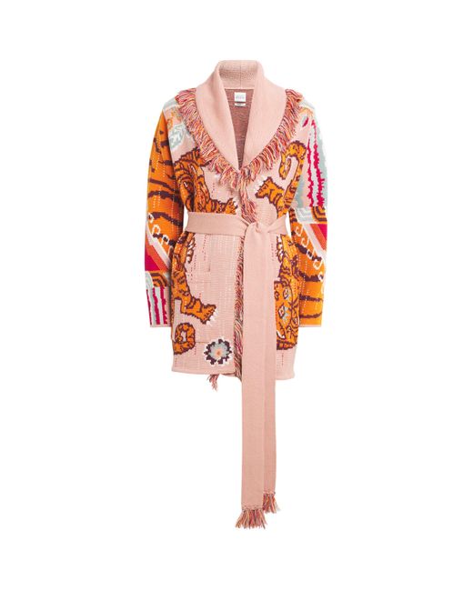 Hayley Menzies Orange Merino Wool Jacquard Cardigan