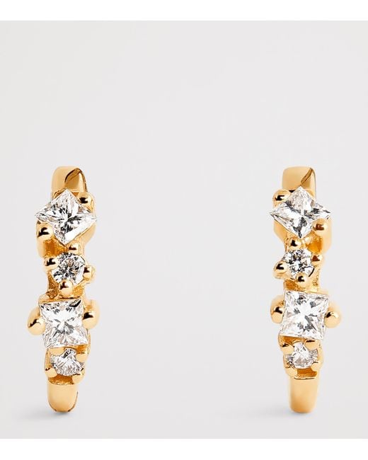 Suzanne Kalan Metallic And Diamond Princess Huggie Earrings