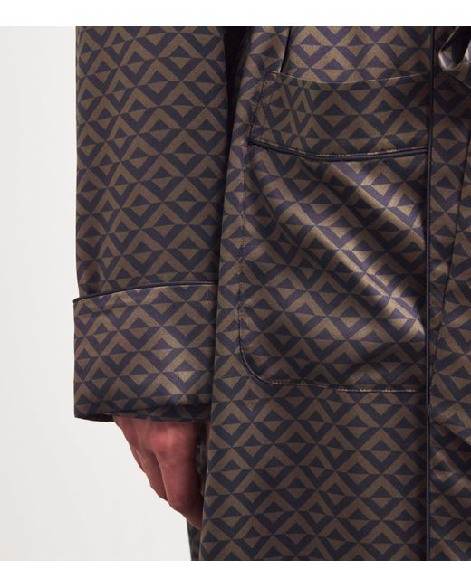 Harrods Brown Silk Geometric Print Robe for men