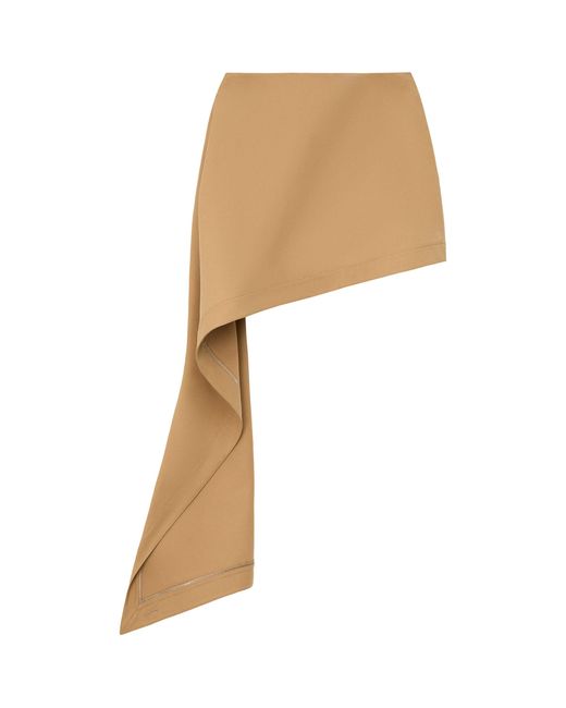 Loewe White Cotton-Blend Draped Mini Skirt