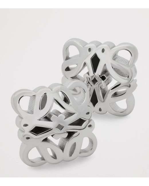 Loewe Metallic Anagram Bombé Stud Earrings