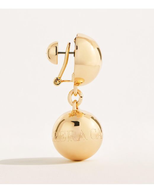 Carolina Herrera Metallic Logo Sphere Drop Earrings