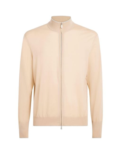 Eleventy Natural Wool Zip-Up Cardigan for men