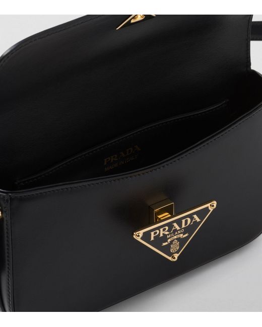 Prada Black Leather Emblème Shoulder Bag