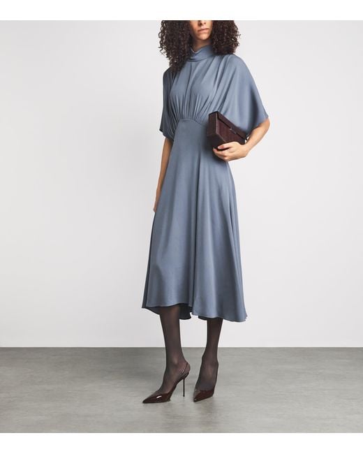 Agnona Blue Draped Kimono Maxi Dress