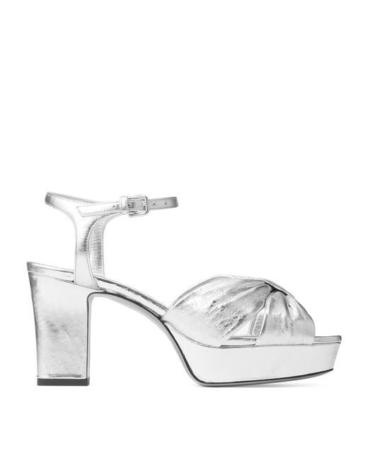 Jimmy Choo White Heloise 80 Leather Heeled Sandals