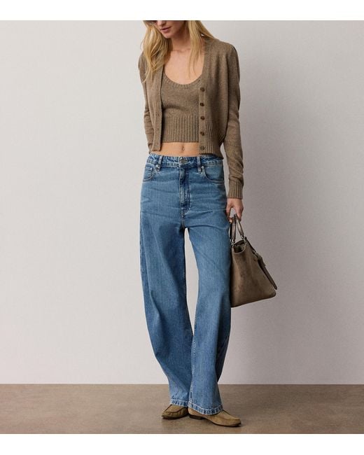 Ralph Lauren Brown Silk Mouliné Cardigan
