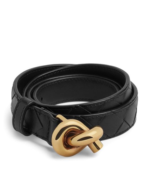 Bottega Veneta Black Leather Knot Belt