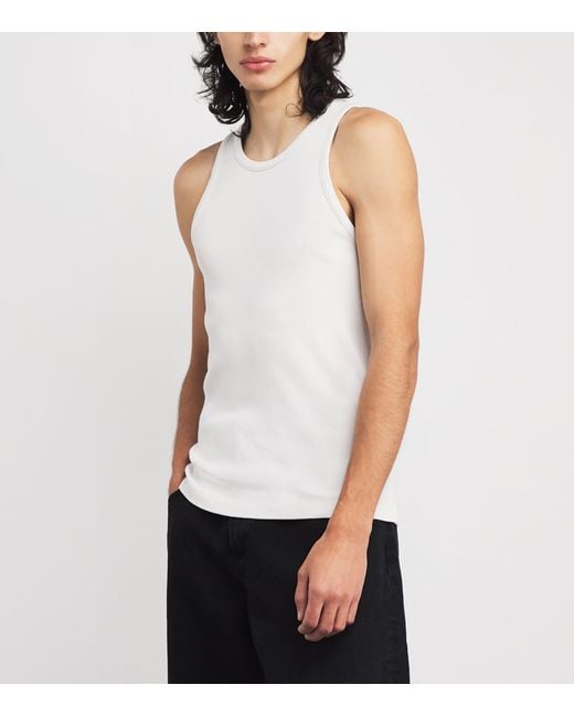 Agolde White Ribbed Viggo Tank Top for men