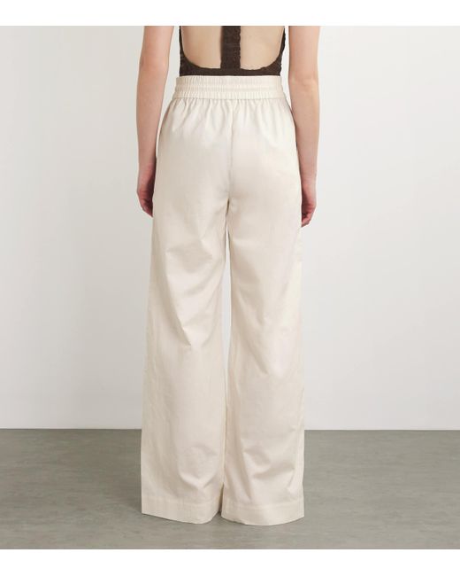 FRAME White Cotton-Linen-Blend Wide-Leg Trousers