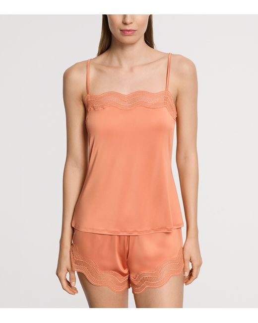 Hanro Pink Square-Neck Cira Pyjama Top